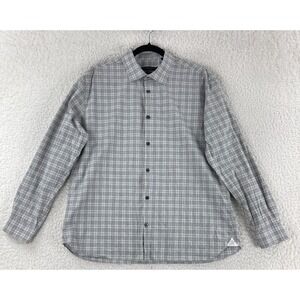 John Varvatos Button-Up Shirt Mens Large Gray Plaid‎ Slim Fit Signature Tailored